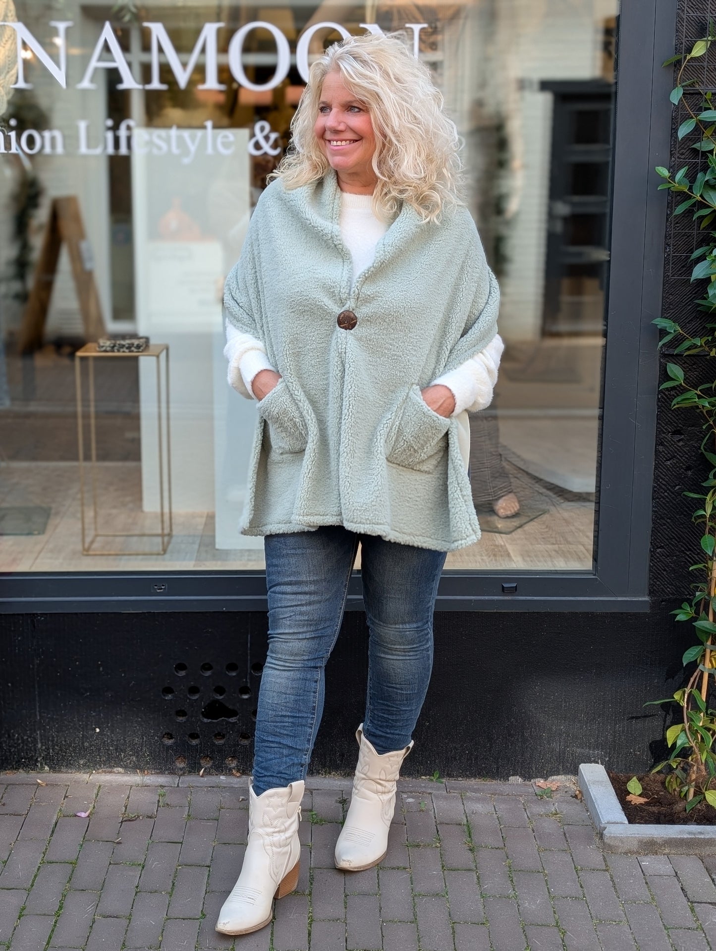 Laura sjaal- omslagdoek en zakken/ Mint groen