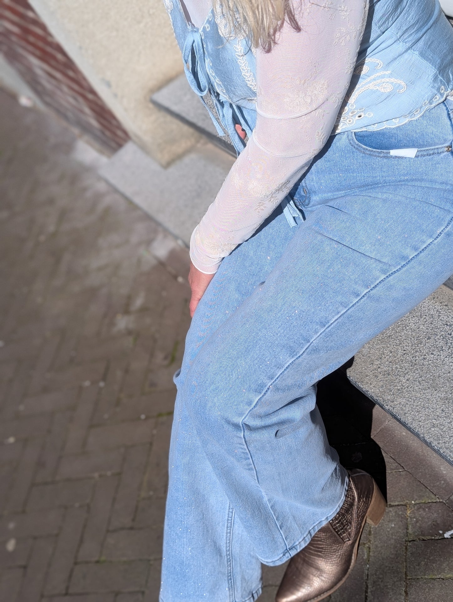 Folyrose glitter wide leg