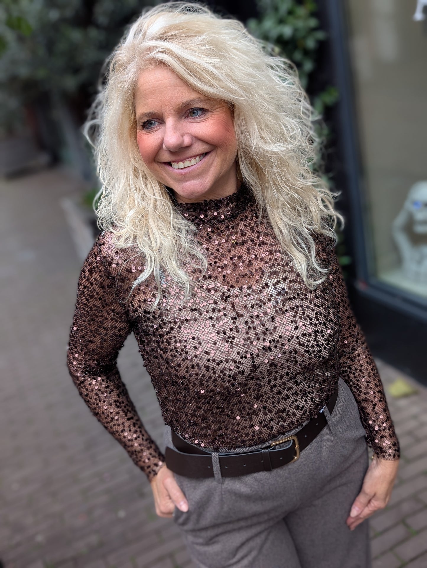 Pailletten top Nowy - Bruin