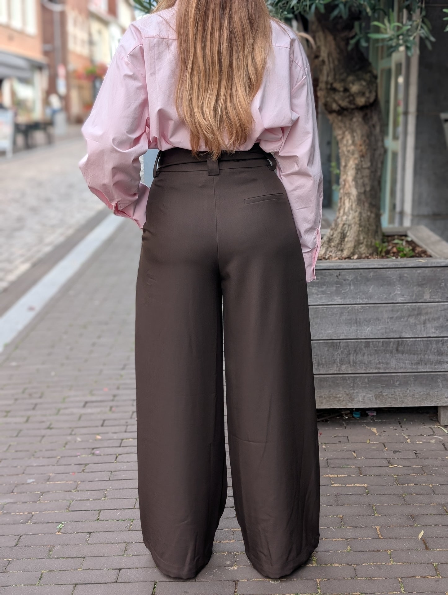 Pantalon Sarah met riem - Bruin