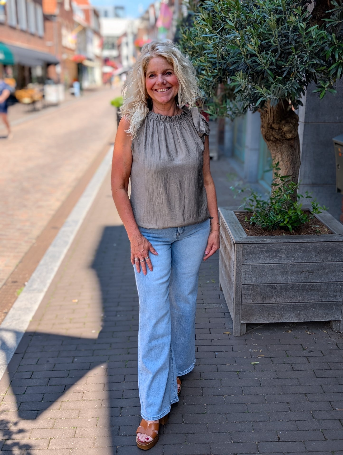 Bow top Mila - Taupe