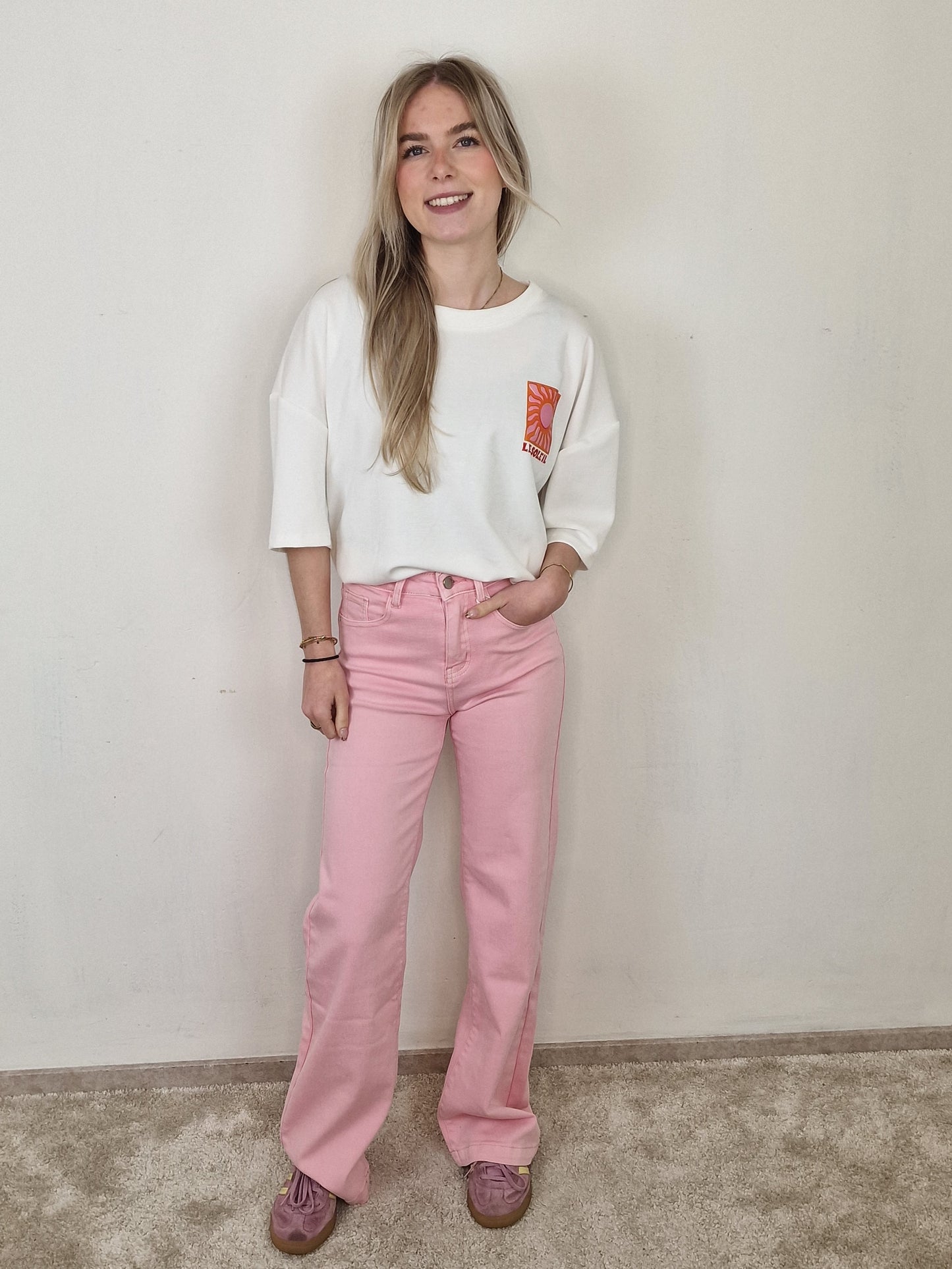 Monday straight leg jeans Juul - Roze