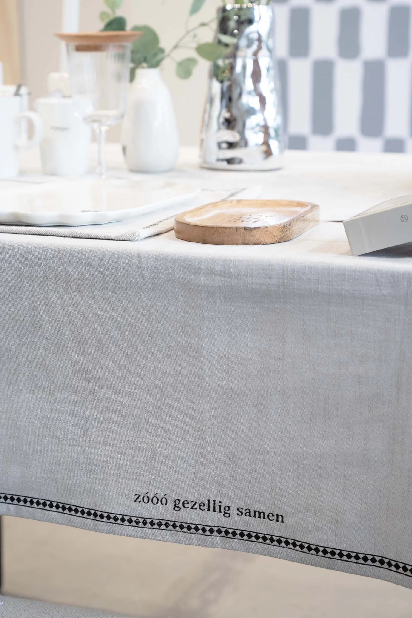 Zusss tafelkleed tekstrand - zand/antracietgrijs