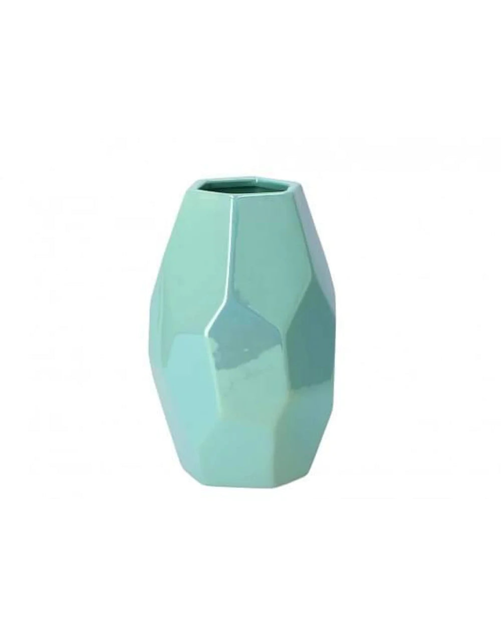 Daira pearl Aqua vaasje rock met droogbloemen 7x12cm - Petrol