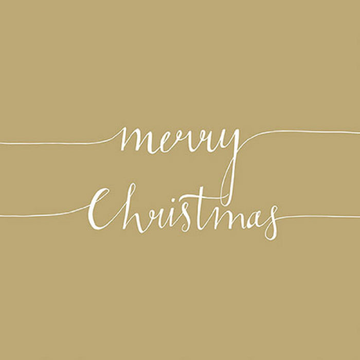 Ambiente servetten 20 stuks - Merry christmas gold/white