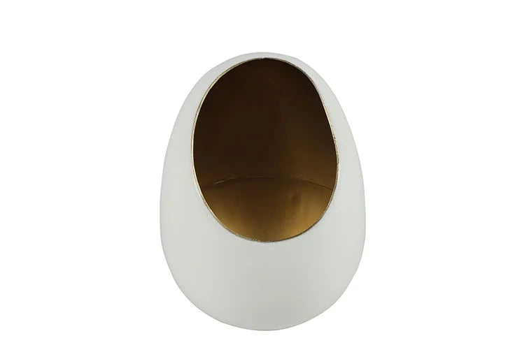 Countryfield Theelichthouder ei ro Madras M 15x9 - Wit