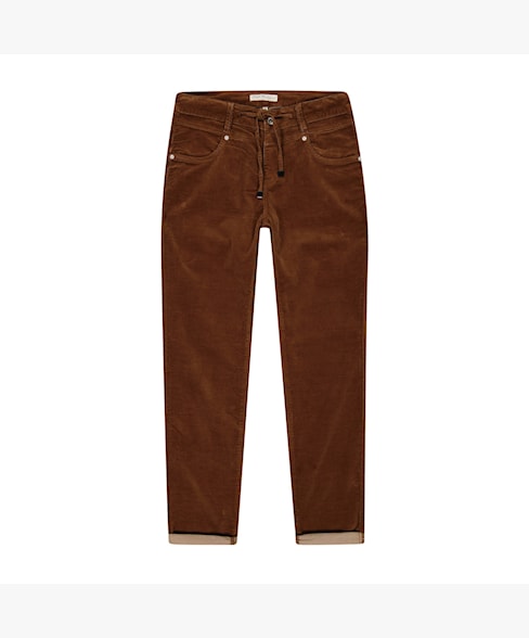Red Button Relax velvet - Dark cognac