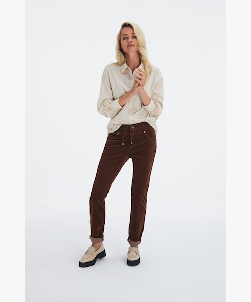 Red Button Relax velvet - Dark cognac