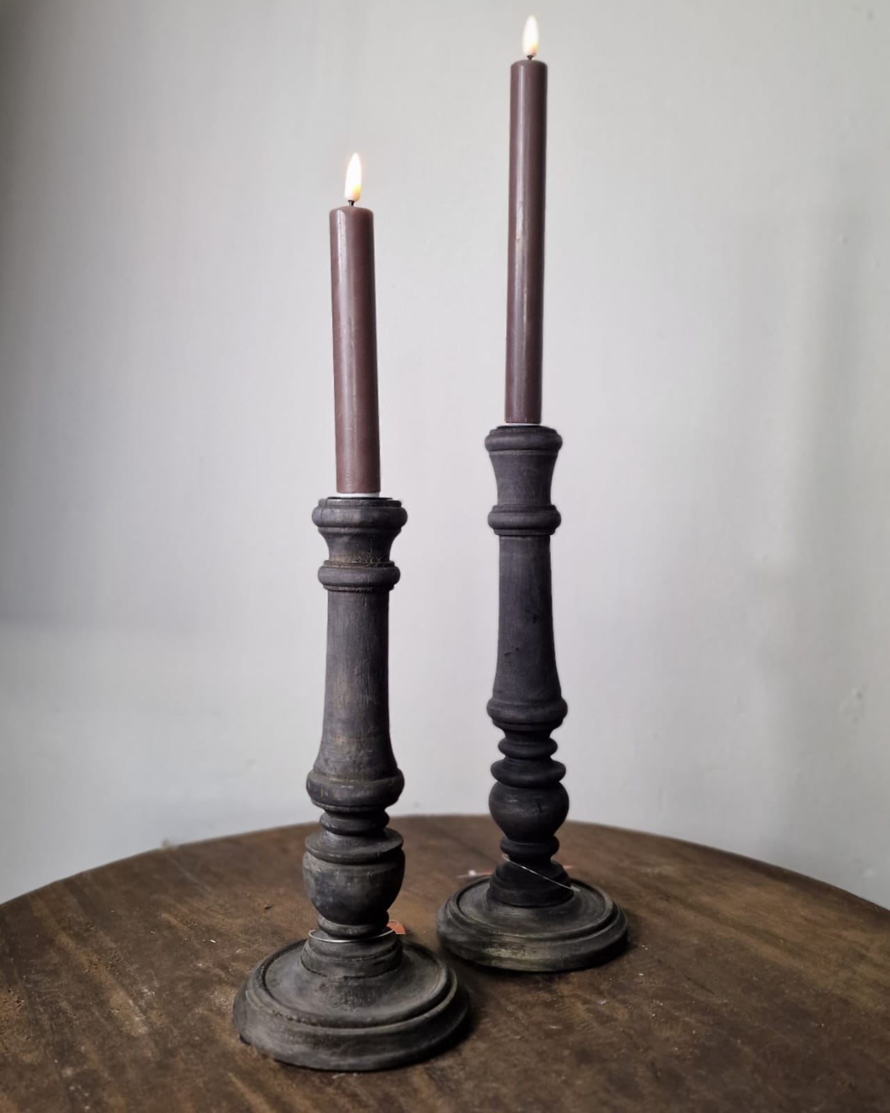 Houten kandelaar 2 formaten - Black wood
