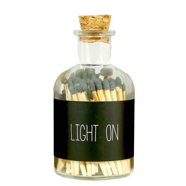Lucifers in een glazen potje - Light on - Zwart