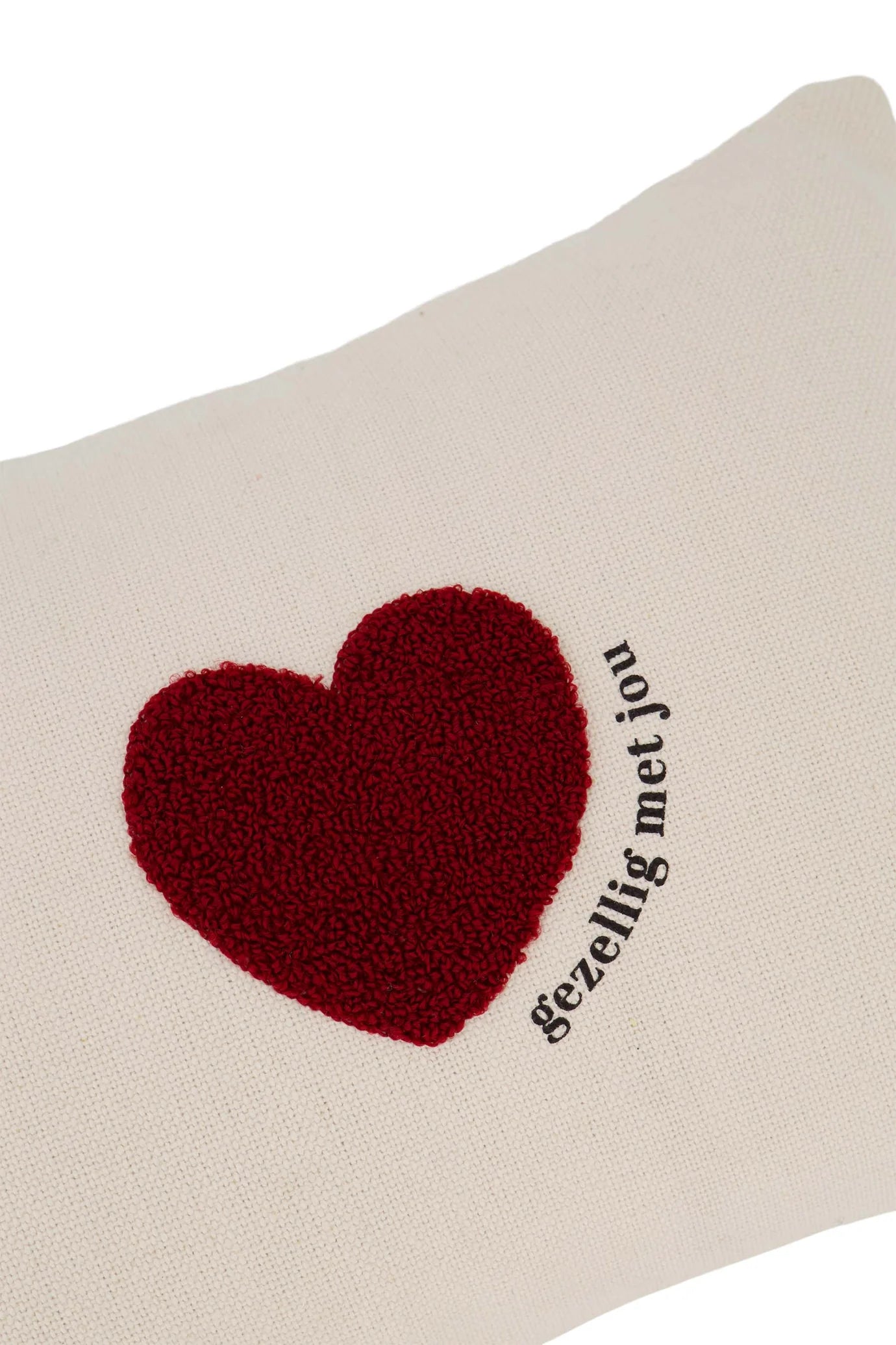 Zusss kussen hartje 35x25cm - off white/rood