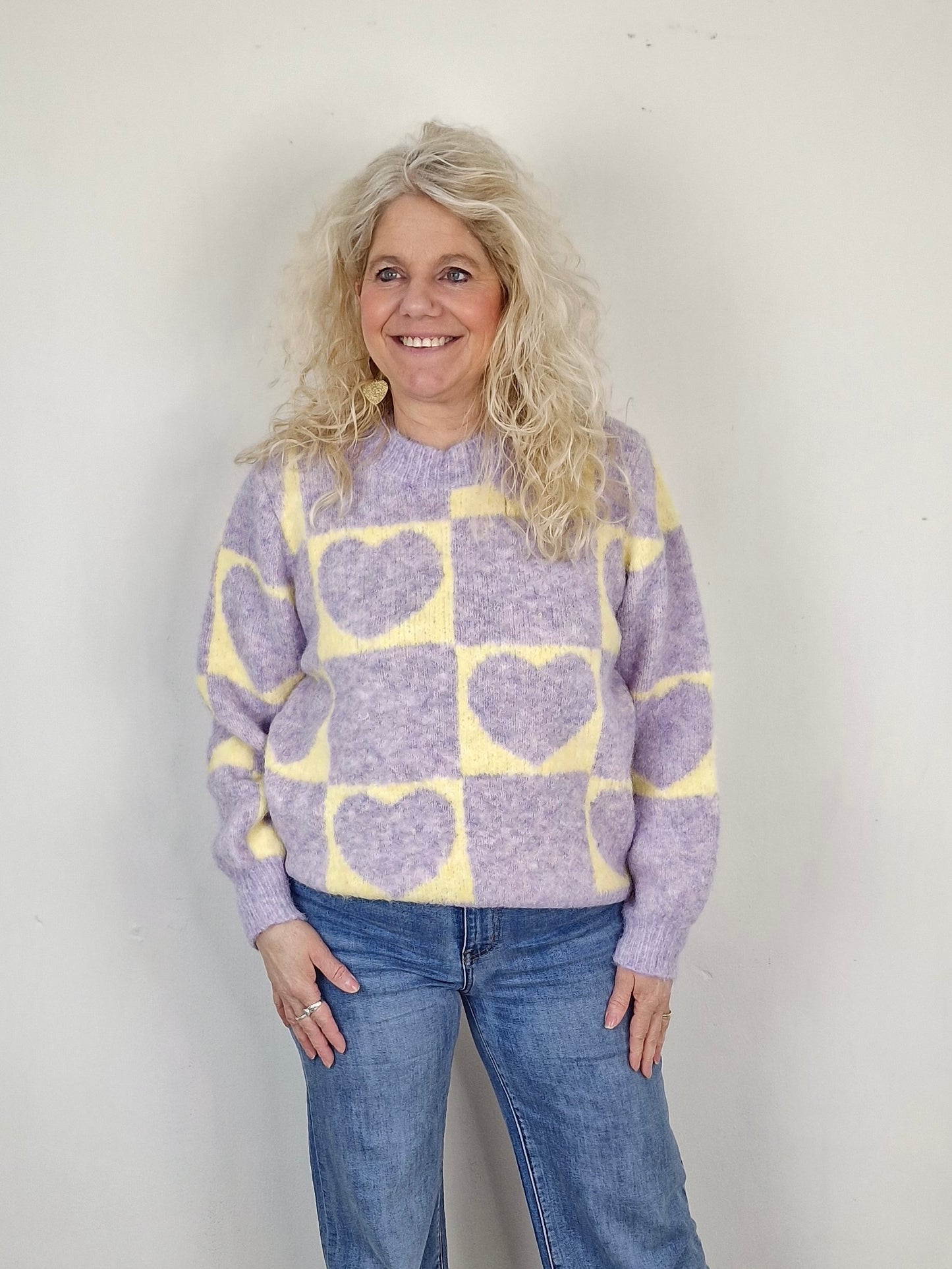 Sweetheart trui Peggy - Lila/Geel