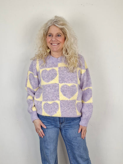 Sweetheart trui Peggy - Lila/Geel