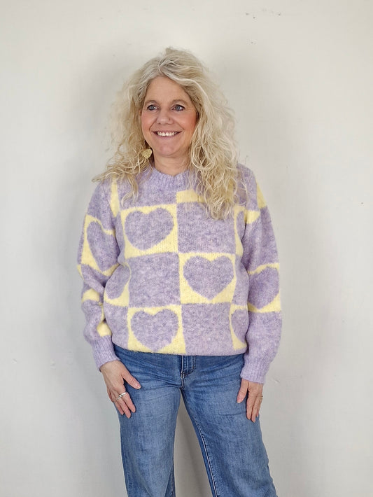 Sweetheart trui Peggy - Lila/Geel