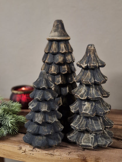 Houten kerstboom donker bruin- 26x10 cm.
