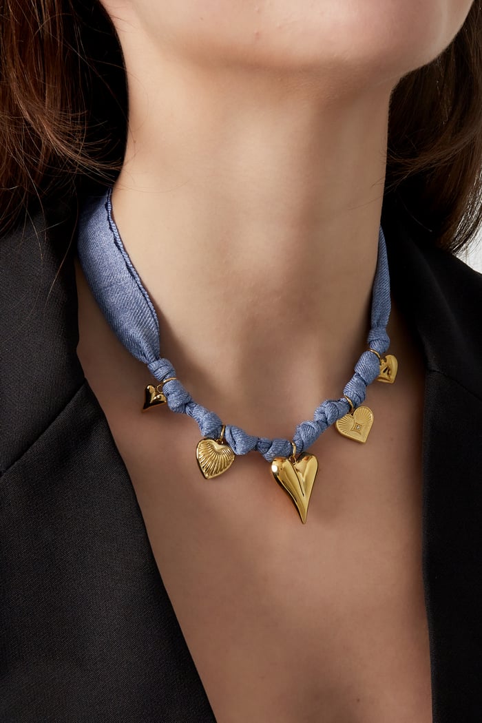 Ketting color bliss heart - Blauw goud kleur