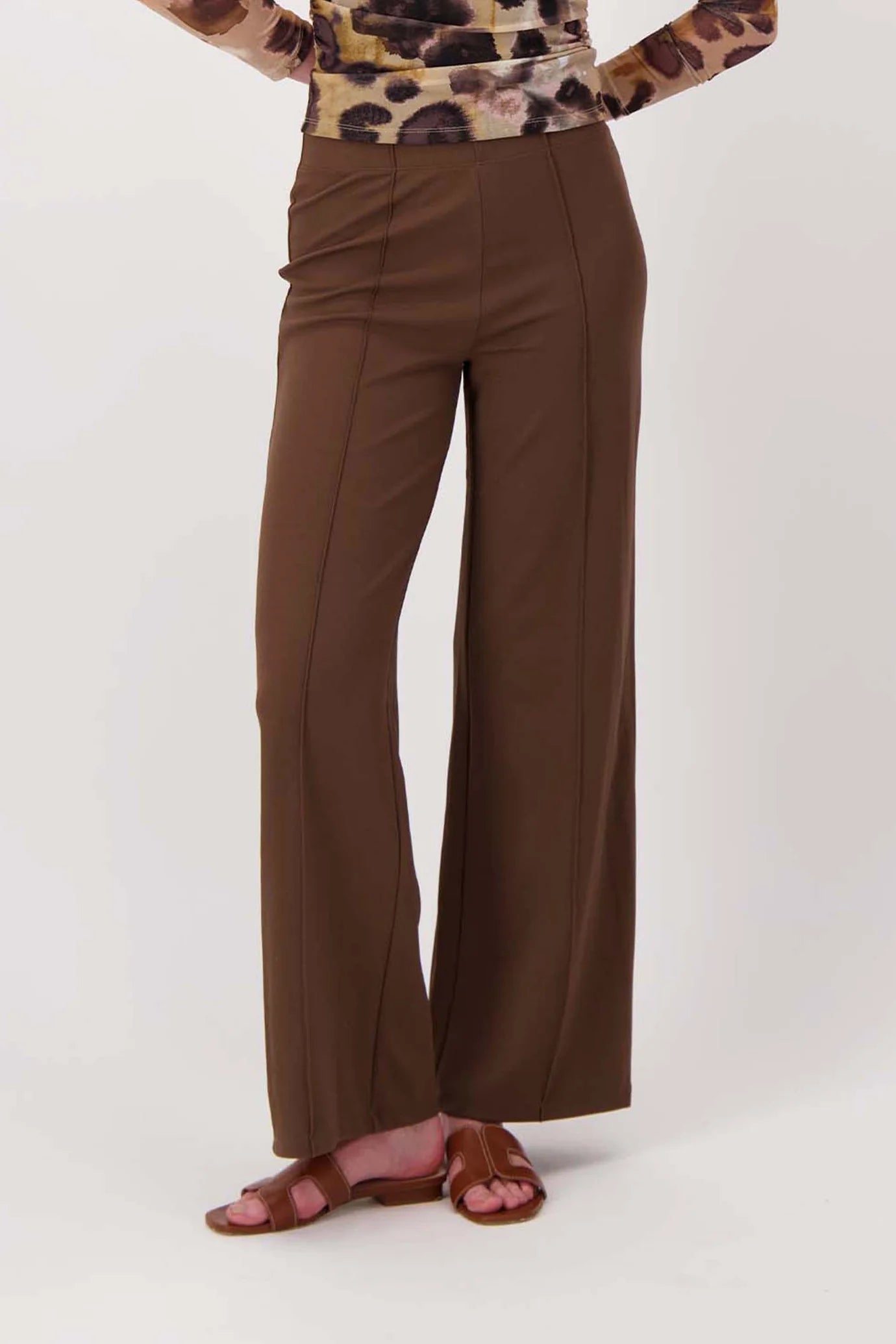 Zusss stretch broek met naad - Choco