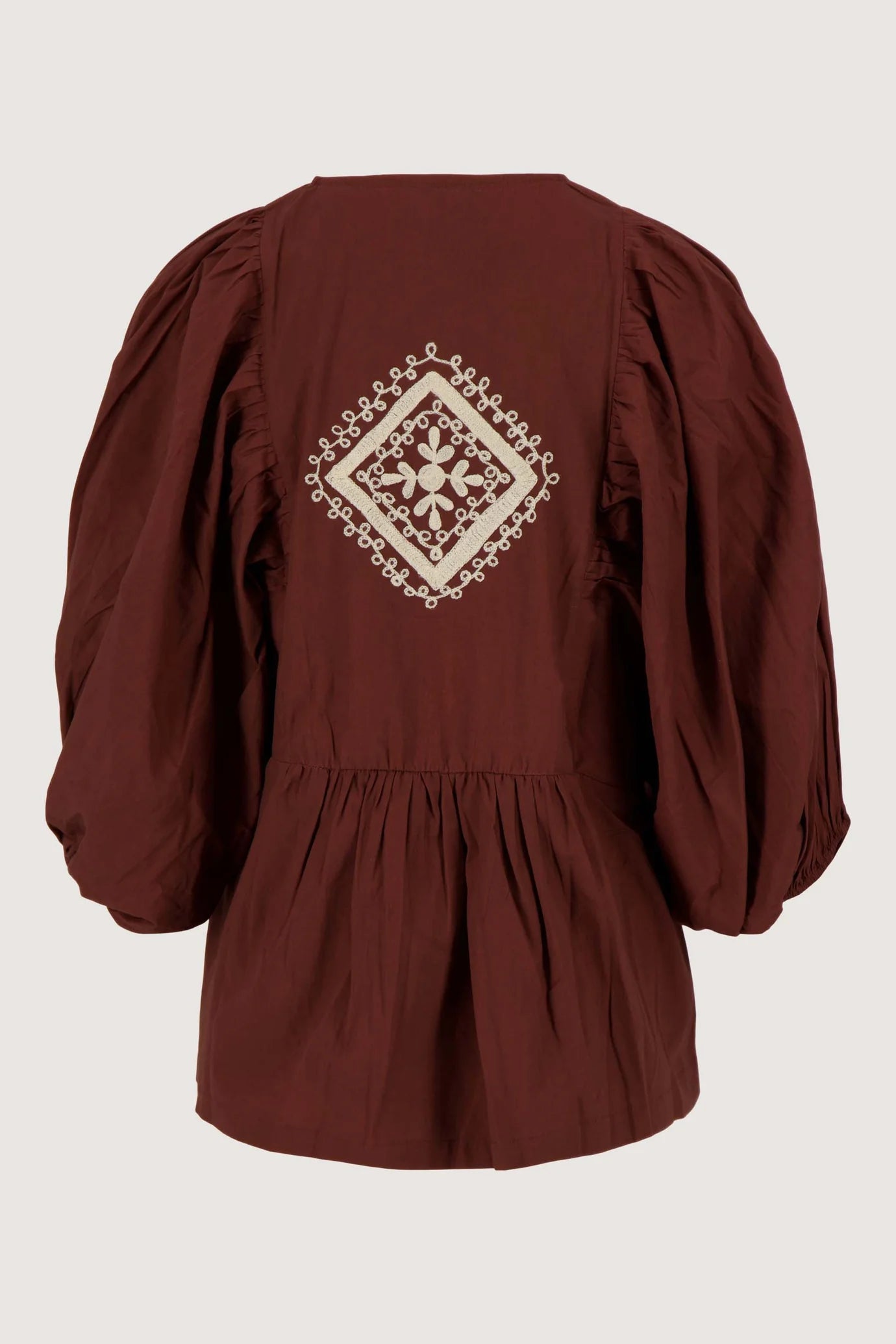 Zusss borduur blouse grafisch dessin - Mid Brown