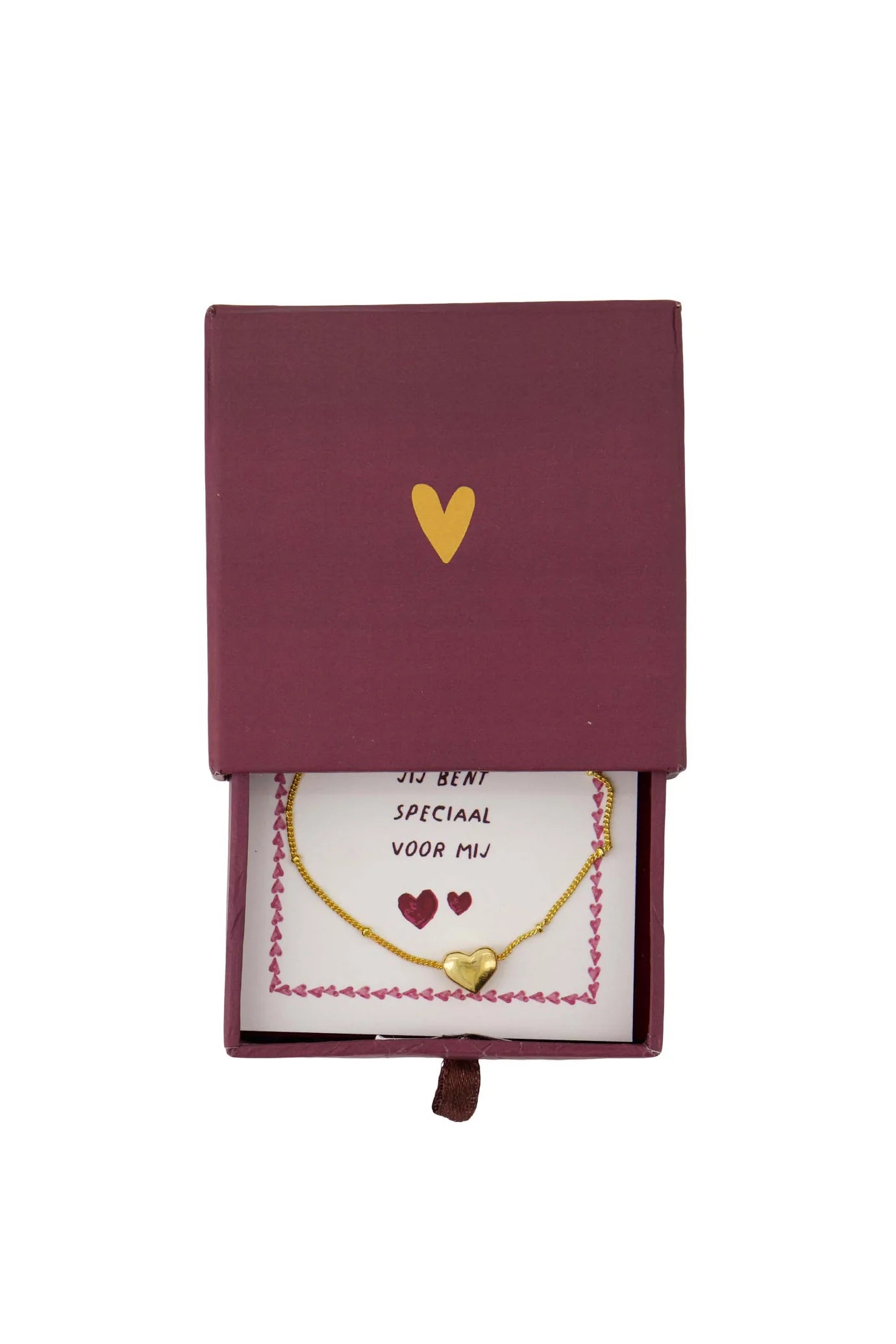 Zusss armband hartje in schuifdoosje speciaal - Rood