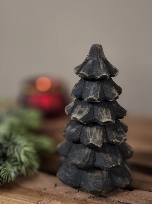 Houten kerstboom donker bruin- 15x9 cm.