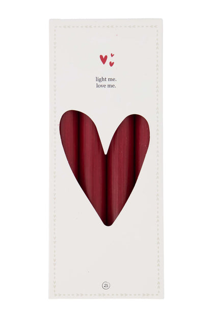 Set van 4 rustieke kaarsen 20cm - Light me. Love me red Zusss