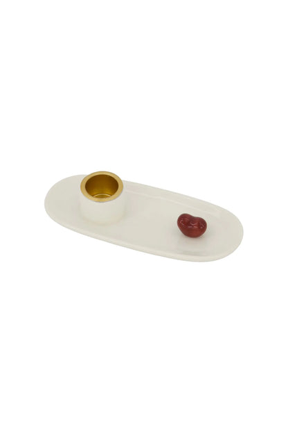 Zusss kandelaar keramiek hartje wit/rood