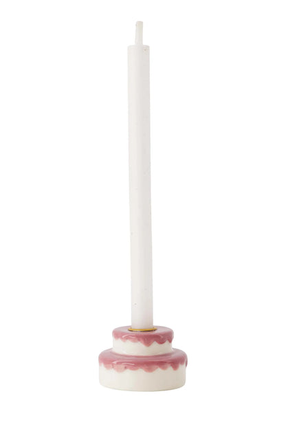 Zusss kandelaar keramiek taart wit/roze