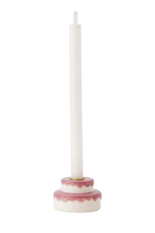 Zusss kandelaar keramiek taart wit/roze