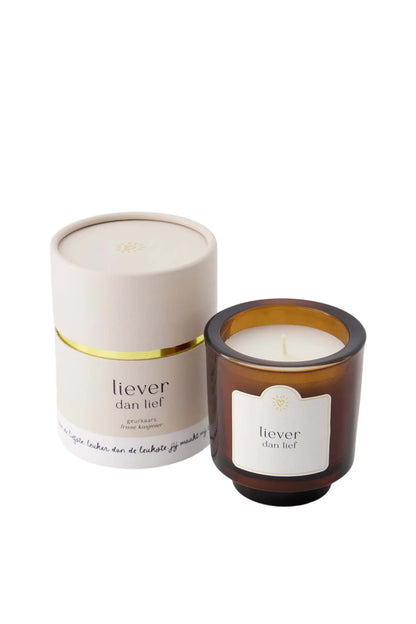 Zusss geurkaars glas in koker liever dan lief - Off white