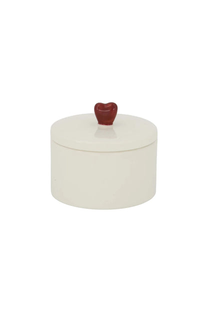 Zusss bewaarpot keramiek hartje wit/rood