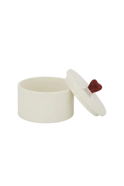 Zusss bewaarpot keramiek hartje wit/rood