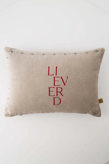 Zusss kussen lieverd hart 35x25cm - Zand