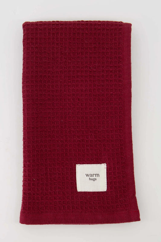 Zusss gastendoekje warm hugs - Donkerrood