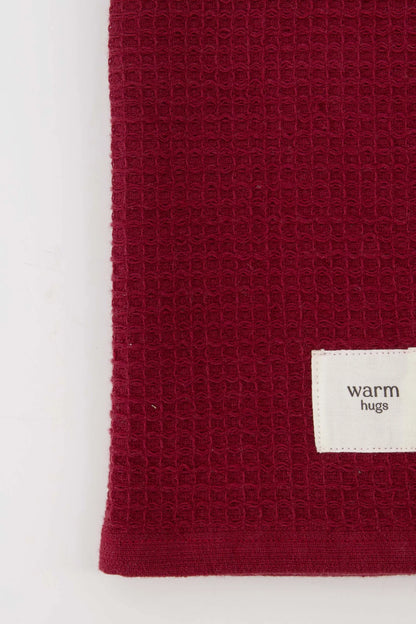 Zusss gastendoekje warm hugs - Donkerrood