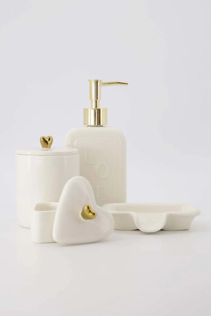 Zusss zeeppomp keramiek love - wit/goud