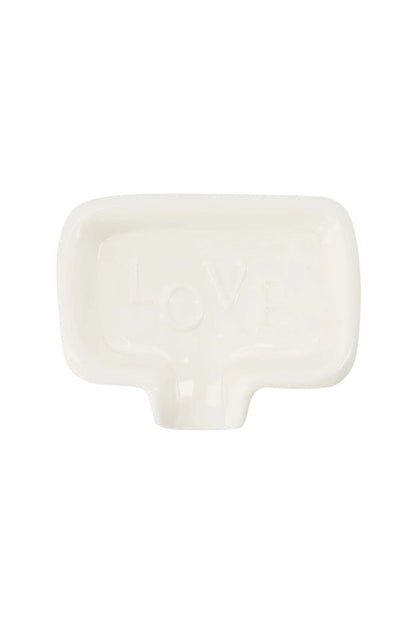 Zusss zeepschaaltje keramiek love wit/goud