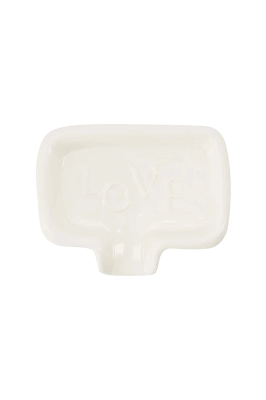 Zusss zeepschaaltje keramiek love wit/goud