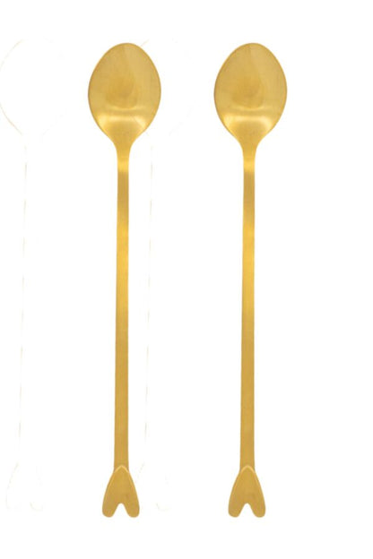 Zusss set van 2 lange lepeltjes met hartje goud