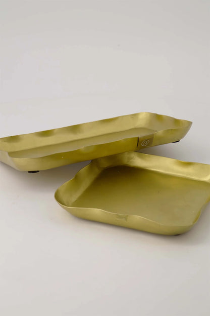 Zusss servethouder metaal rechthoek - Goud