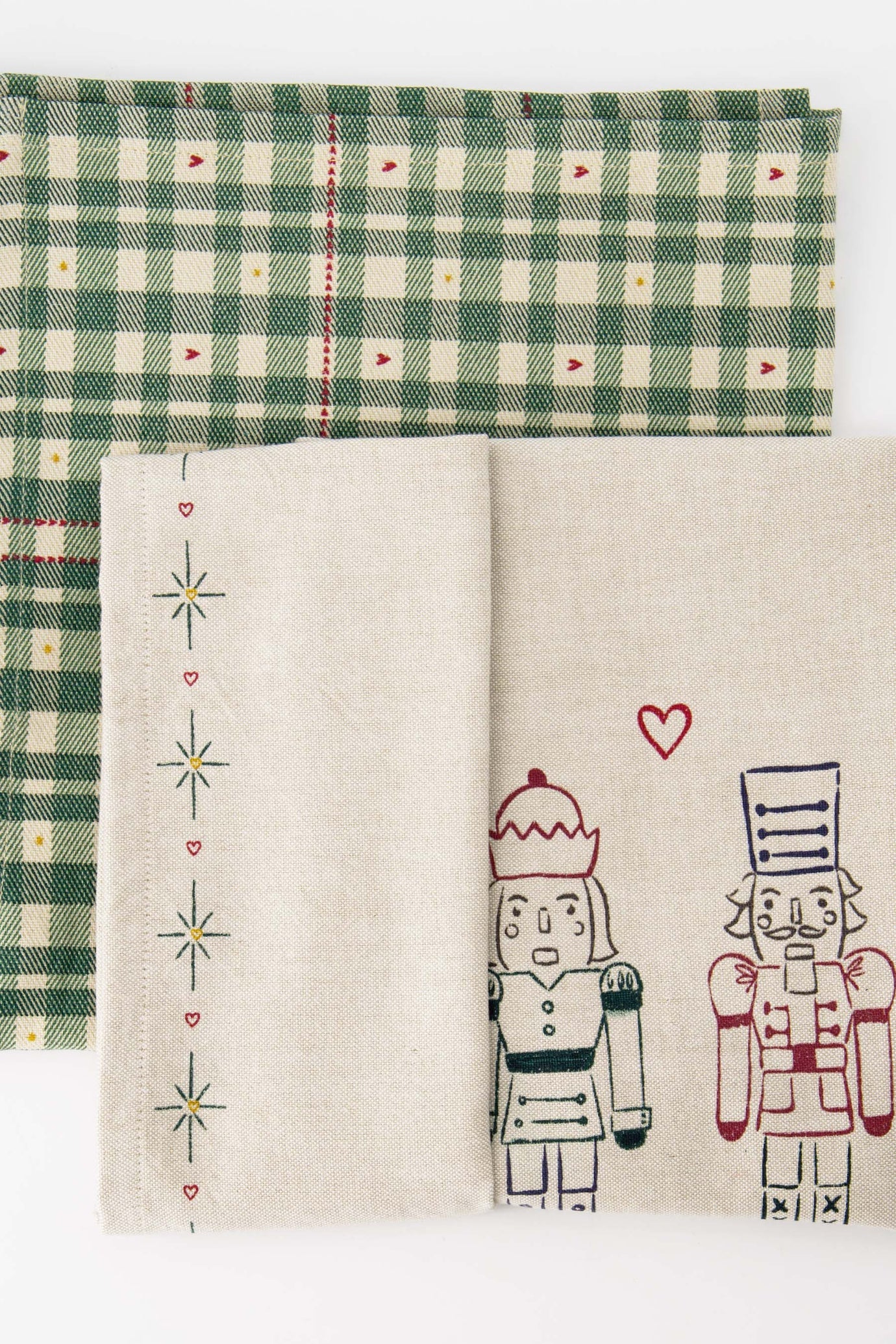 Zusss set van 2 theedoeken kerstknuffel - wit/donkerblauw/rood