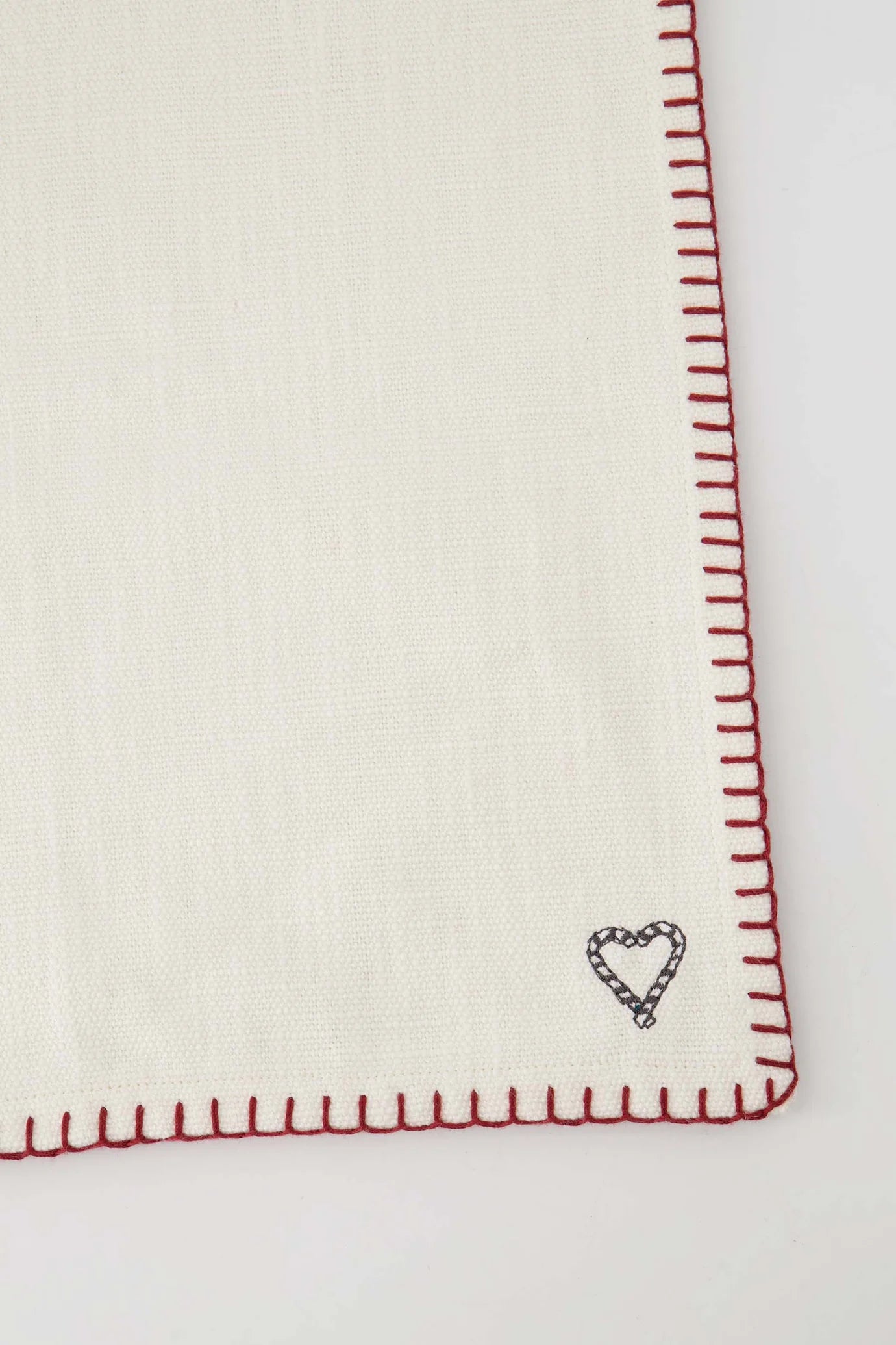 Zusss placemat hart stiksel - off white/rood