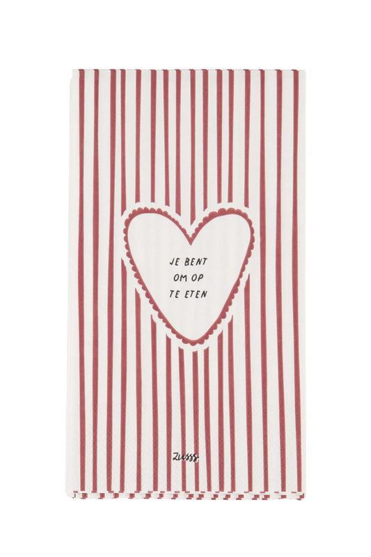 Zusss servetten rechthoek jij bent om op te eten - Wit/Rood