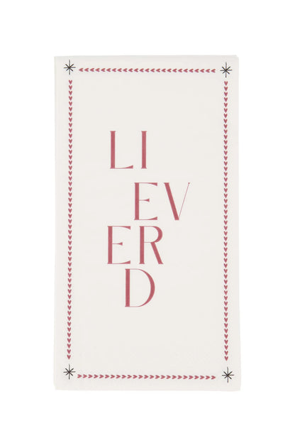 Zusss servetten rechthoek lieverd wit/donkerrood