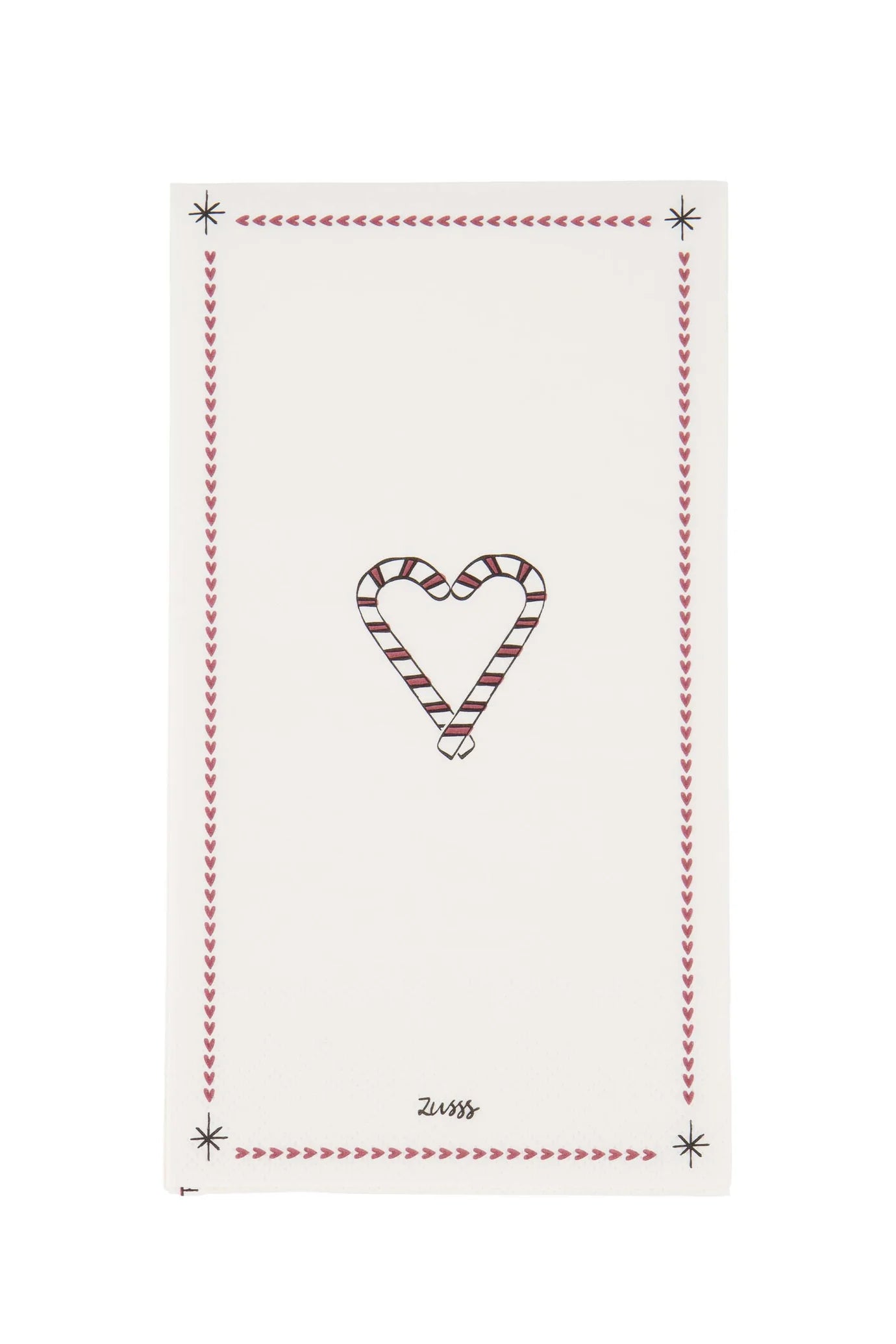 Zusss servetten rechthoek lieverd wit/donkerrood