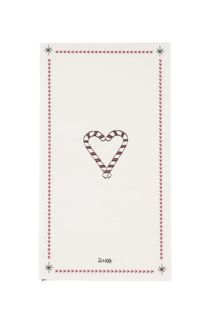 Zusss servetten rechthoek lieverd wit/donkerrood