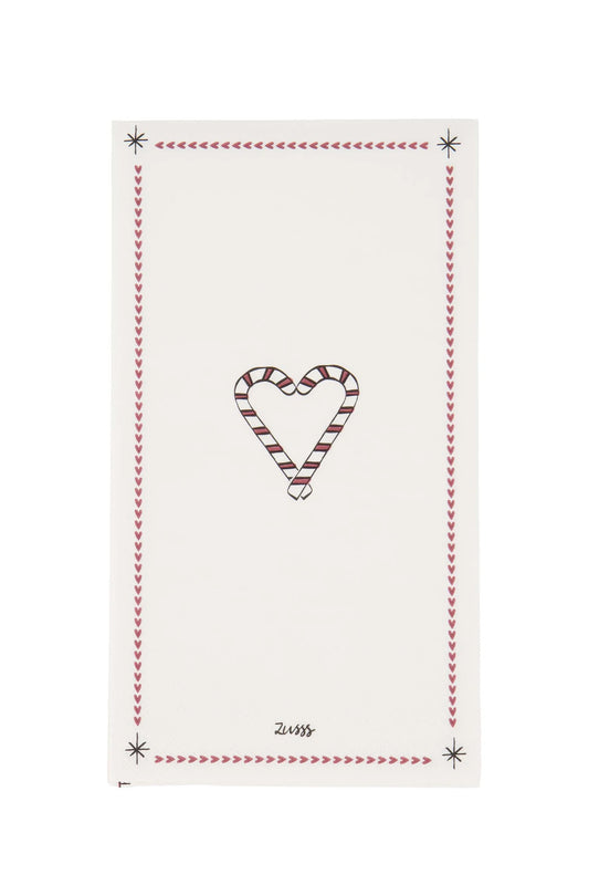 Zusss servetten rechthoek lieverd wit/donkerrood