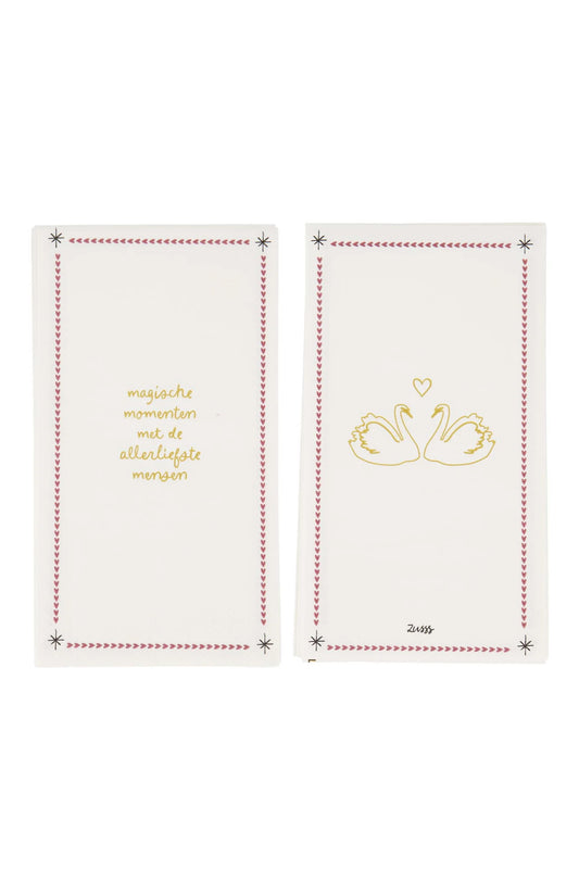 Zusss servetten rechthoek magische momenten - wit/donkerrood