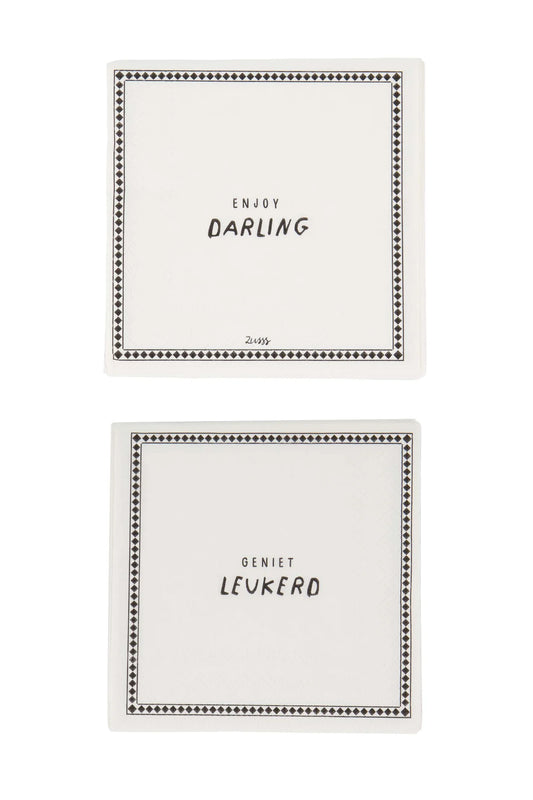 Zusss servetten vierkant geniet leukerd zand/ antracietgrijs