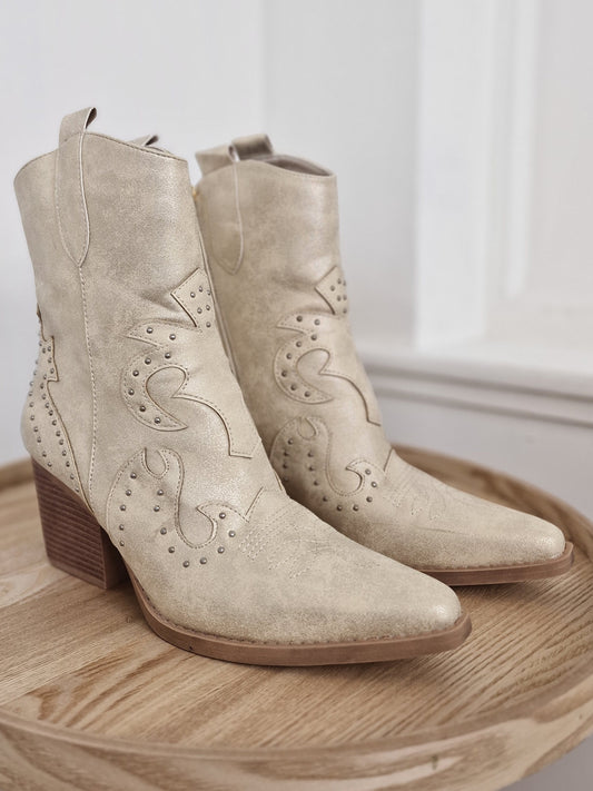 Cowboy laarzen studs - Champagne Goud