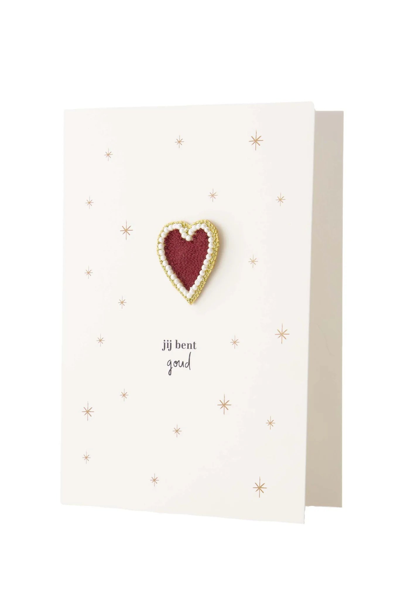 Zusss wenskaart broche hartje jij bent goud wit/goud/rood
